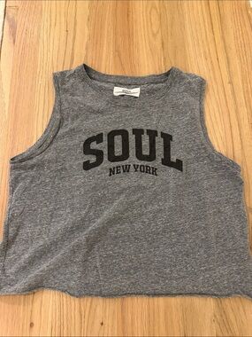 soulcycle Gray Kids Tank Top with Black 'SOUL NEW YORK' Print